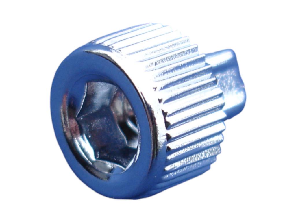 10708 zierstopfen 6mm schaft kunststoff geraendelt verchromt