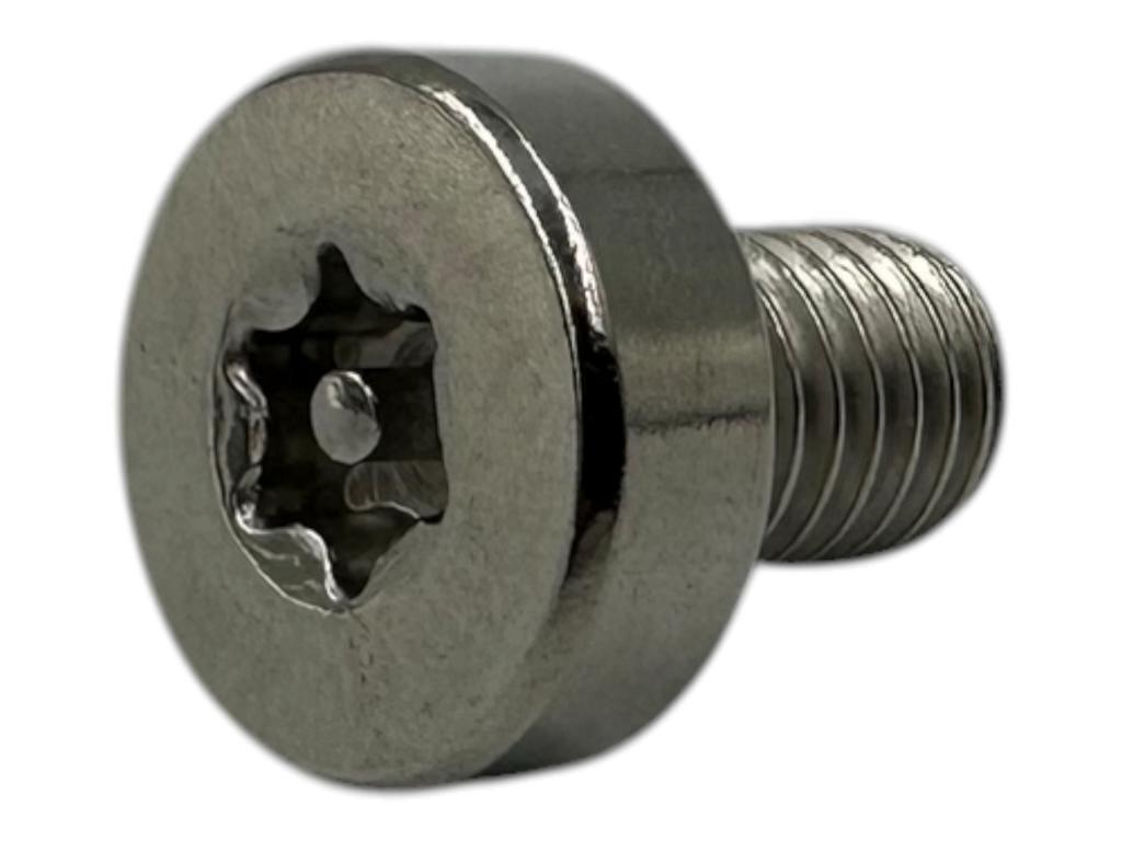 Fünfteiliges Sicherungs-Set für Borbet A und Centra Felgendeckel mit vier M8x10mm Torx-Schrauben und einem Spezialschlüssel zum Diebstahlschutz.