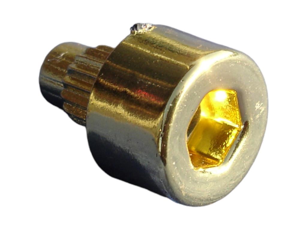 11664 6 kant zierstopfen 6mm schaft kopf 11mm gold