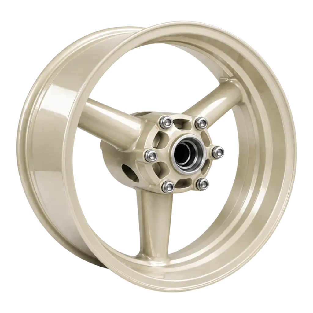 Motorradfelge Pulverbeschichtung in RAL 9010 Reinweiß glänzend – Chrom-Store