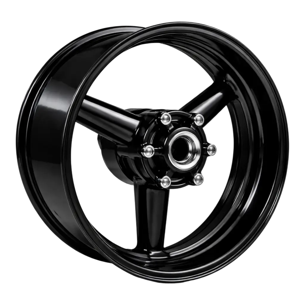 Motorradfelge Pulverbeschichtung in RAL 9005 Tiefschwarz glänzend – Chrom-Store
