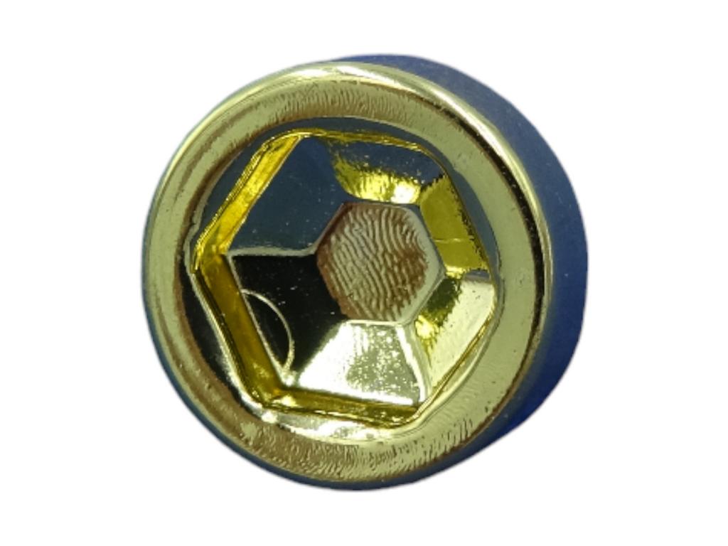 12090 6 kant zierstopfen 7mm schaft kopf 13mm gold